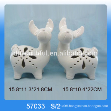 Customized white porcelain lighted reindeer with led light